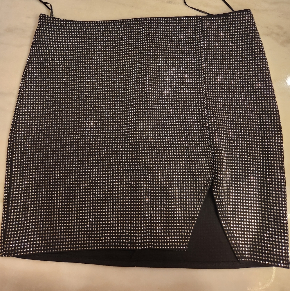 Sequin Mini Skirt w/ slit